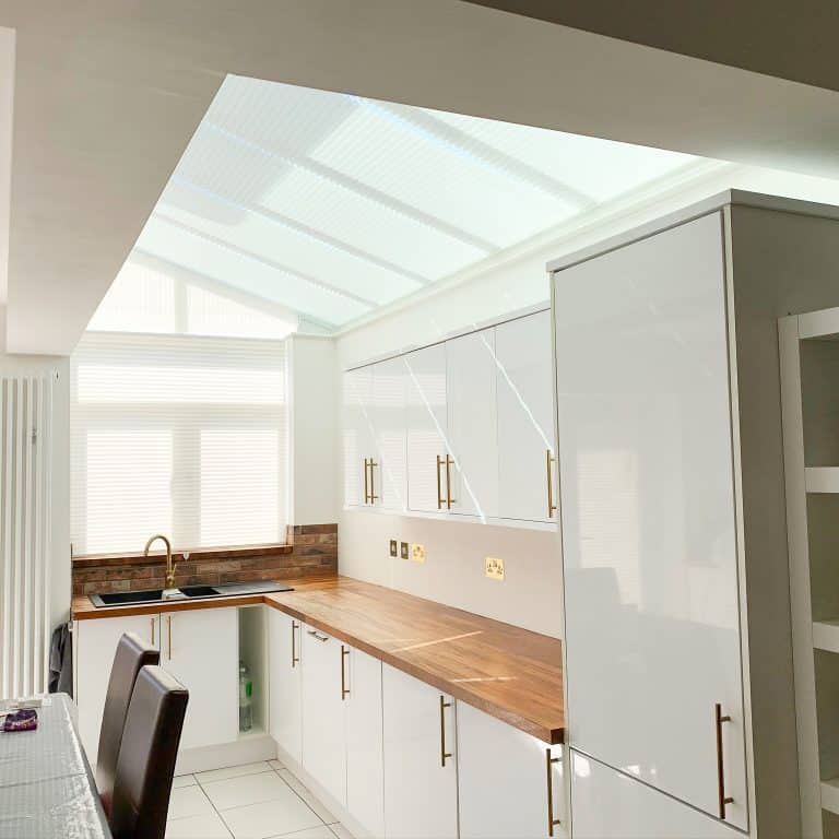 Image of electric roof blinds in a kitchen