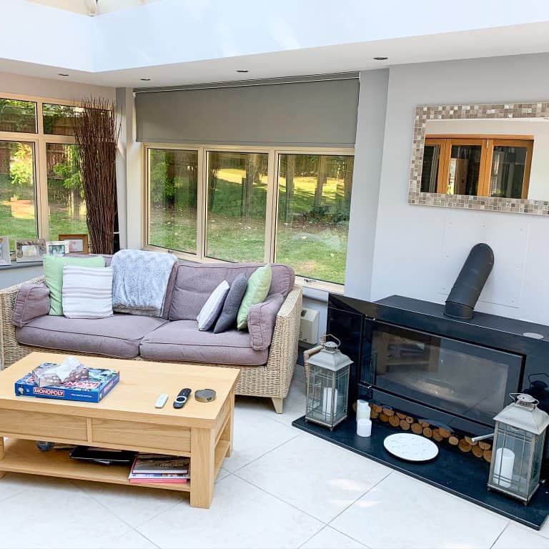 Image of electric roller blinds in a conservatory