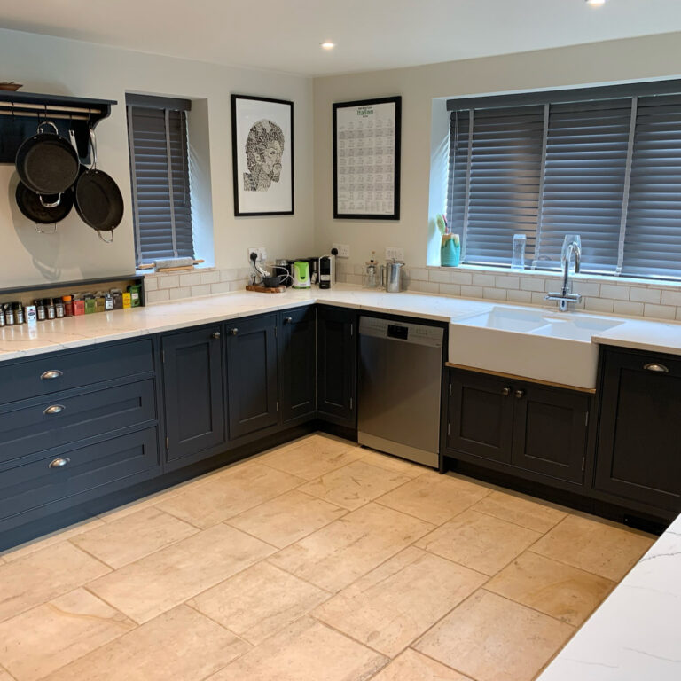 2 wood Venetian blinds in kitchen windows in Stockbridge Hampshire